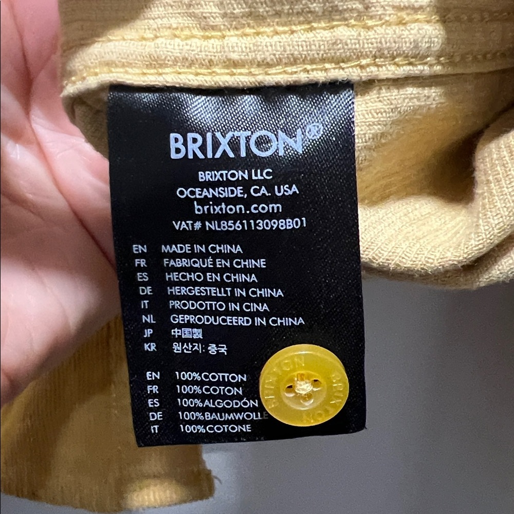BRIXTON Archie Corduroy Button Down LS Shirt Nugget Gold Men's M - Picture 7 of 9